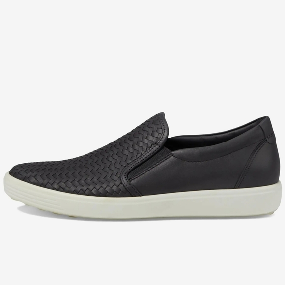 Ecco $175 soft Black woven Cow Leather cushioned slip-on loafers shoes - Picture 5 of 11